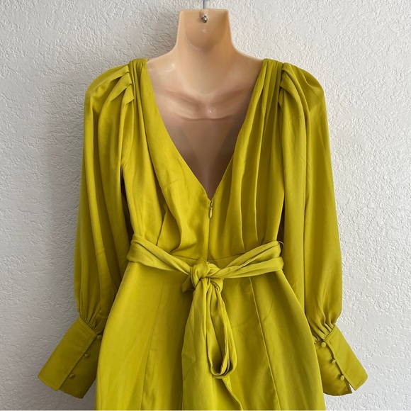NEW Banana Republic Blouson-Sleeve Citron Green Celestial Maxi Dress 2 Petite - Picture 5 of 9